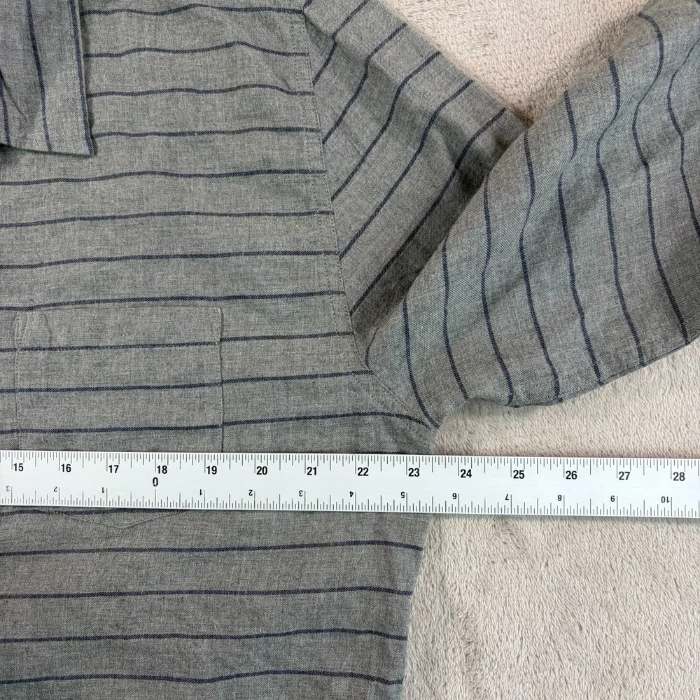 Marine Layer Lipton Shirt Men Larger Grey Blue Stripe Long Sleeve NWT $98 - Picture 6 of 10